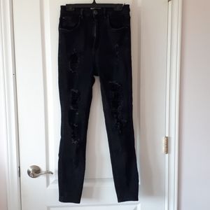 High rise, ripped, skinny jeans